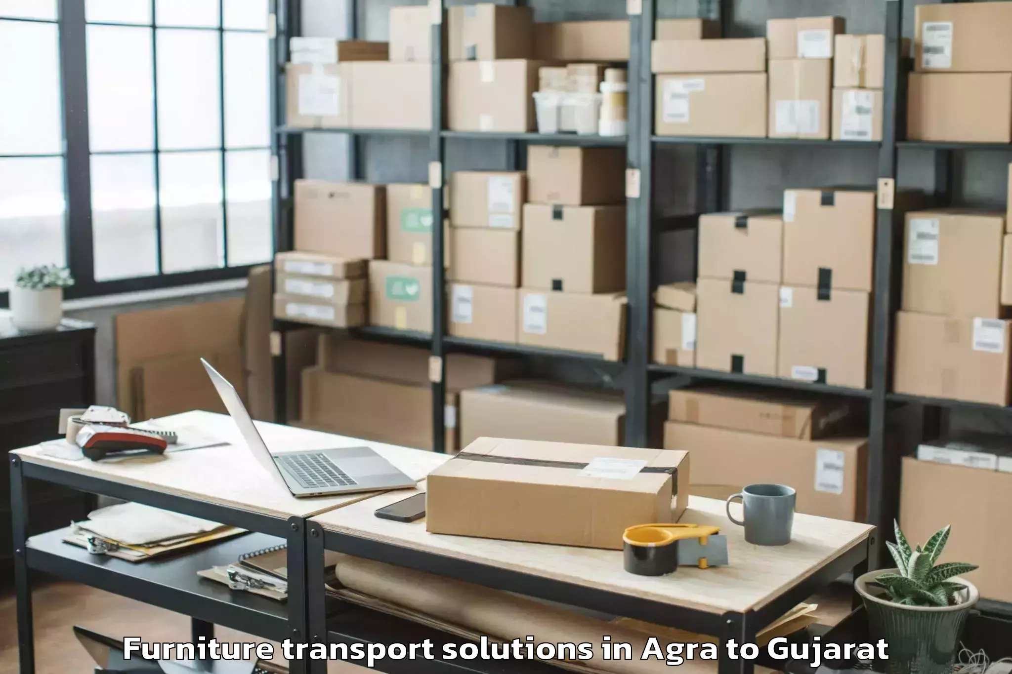 Book Agra to Bhiloda Furniture Transport Solutions Online